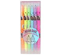 Depesche 11383 TOPModel - Set de surligneurs et de fineliners Neon Duo avec 6 feutres Doubles aux Couleurs Vives, Set de stylos avec Une Pointe Fine et Une Pointe Large pour écrire et marquer