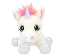 Depesche 11493 Ylvi - Peluche Licorne couchée, en Blanc et avec Une crinière colorée aux Couleurs de l'arc-en-Ciel, Peluche d'environ 30 cm avec des Accents argentés