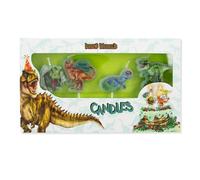 Depesche 11749 Dino World d'anniversaire Set de 4 bougies en cire verte, avec des motifs de dinosaures sympas, Multicolor