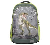 Depesche 11759 Dino World Reflector - Sac à Dos Scolaire en Gris et Vert, avec Motif de Dinos et éclairs, Sac d'école avec Bretelles réglables