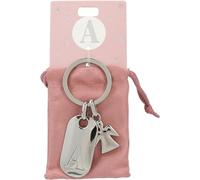 Depesche 11800-001 Porte-clés argenté avec Lettre A et Ange Gardien, Alliage de Zinc, Pochette en Velours colorée Incluse