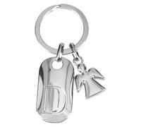 Depesche Depesche-11800-005 11800-005 Porte-clés argenté avec Lettre D et Ange Gardien, Alliage de Zinc, Pochette en Velours colorée Incluse, Multicolored, Taille Unique