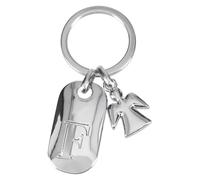 Depesche 11800-007 Porte-clés argenté avec Lettre F et Ange Gardien, Alliage de Zinc, Pochette en Velours colorée Incluse