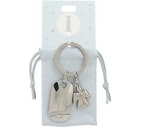 Depesche 11800-010 Porte-clés argenté avec Lettre I et Ange Gardien, Alliage de Zinc, Pochette en Velours de Couleur Incluse