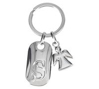 Depesche 11800-021 Porte-clés argenté avec Lettre S et Ange Gardien, Alliage de Zinc, Pochette en Velours de Couleur Incluse