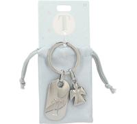 Depesche 11800-023 Porte-clés argenté avec Lettre T et Ange Gardien, Alliage de Zinc, Pochette en Velours colorée Incluse