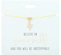 Depesche 11837-006 - Bracelet en Jaune Believe in Yourself and You Will be Unstoppable. avec breloque dorée et Perle décorative, Longueur Variable à Porter, idéal comme idée de Cadeau