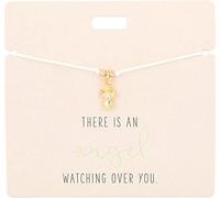 Depesche 11837-007 11837-007 Bracelet en blanc « There is an Angle Watching Over You » avec breloque dorée et perle décorative, longueur variable, idéal comme idée cadeau