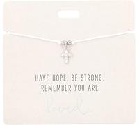 Depesche 11837-012 - Bracelet en Blanc Have Hope. Sois Fort ! Remember You are Loved. avec breloque argentée et Perle décorative, Longueur Variable à Porter, idéal comme idée de Cadeau