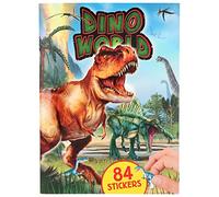 Depesche 11881 Dino World - Carnet 20 Pages Pleines de Dinosaures, scènes primitives passionnantes et 84 Autocollants rembourrés en Mousse, Multicolore