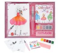 Depesche 12153 TOPModel 20 Feuilles de Motifs sur Papier, kit de Peinture créative avec 5 aquarelles et 1 Crayon Pinceau, Multicoloured