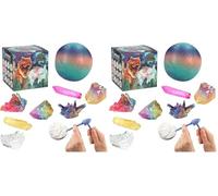 Depesche 12156 Dino World Galaxy - Kit de fouilles pour Enfants, Boule colorée avec 3 Pierres précieuses, Marteau, Burin et Pinceau Inclus (Lot de 2)