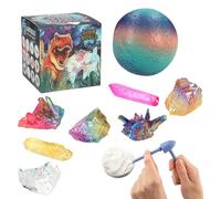 Depesche 12156 Dino World Galaxy - Kit de fouilles pour Enfants, Boule colorée avec 3 Pierres précieuses, Marteau, Burin et Pinceau Inclus