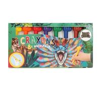 Depesche 12177 Dino World - Crayons de Cire avec Topper Dino, 8 Crayons de Cire dans Un étui en Carton