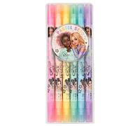 Depesche 12188 TOPModel-Set Enfants, avec 6 feutres aux Couleurs Pastel, Crayons à Double Fibre dans Une Trousse Pinceau et Pointe fineliner, Violet, argenté, 1 Count (Pack of 1)