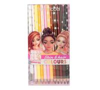 Depesche – Crayons de couleur TOPModel 12218 peau et cheveux, 12 crayons, trousse transparente