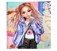Depesche 12228 TOPModel Popstar - Livre de coloriage de 60 pages pour créer des motifs de mannequins et des tenues, cahier de coloriage avec feuilles de stickers, pochoirs, etc.