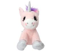 Depesche 12278 Ylvi - Peluche Licorne Rose, avec crinière Arc-en-Ciel, Peluche d'environ 21 cm avec Paillettes et détails argentés