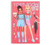 Depesche 12433 TOPModel Cutie Star-Livre Dress Me Up avec 24 Pages pour créer des Tenues Chics, Cahier de coloriage avec 7 Feuilles d'autocollants, Multicolore, inclus 1 livre de gommettes