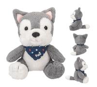 Depesche 12455 Snukis - Doudou Loup Paul avec Fourrure Douce en Gris et Blanc, Peluche d'environ 18 cm avec Foulard