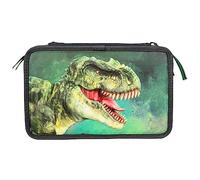 Depesche 12475 Dino World Trousse à 3 compartiments en forme de dinosaure effet 3D avec crayons de couleur, règle, ciseaux, etc.