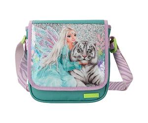 Depesche 12496 TOPModel Fantasy Tiger - Sac à bandoulière en Lavande et pétrole, Petit Sac avec Fermeture éclair et Sangle réglable en Longueur