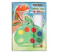 Depesche 12517 Dino World-Colour me up Paper, Papier 10 Motifs à colorier, Pinceau et Aquarelle Inclus