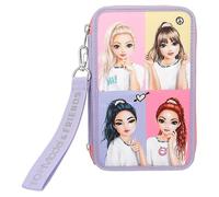 Depesche 12591 TOPModel Snap Shots - Trousse remplie à 3 Compartiments avec de Jolis détails brodés, Trousse avec Crayons de Couleur, règle, Ciseaux, etc.