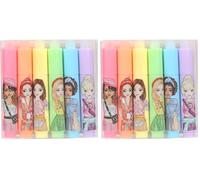 Depesche 12642 TOPModel - Mini surligneur effaçable, Set de 6 feutres aux Couleurs Vives, Set de Crayons avec chacun Une Pointe Large pour marquer. (Lot de 2)