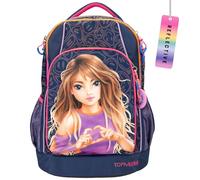 Depesche 12739 TOPModel Night Light - Sac à Dos Scolaire en Bleu foncé avec Motif de modèle, Sac d'école avec Bretelles réglables et Pendentif