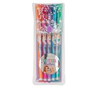 Depesche 12743 TOPModel - Set de Crayons Gel pailletés dans Une Pochette Transparente avec Fermeture à Bouton-Pression, 5 Crayons de Couleurs pailletées pour écrire et décorer