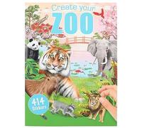 Depesche 12753 Album d'autocollants « Create your Zoo », carnet d'autocollants avec motifs cool et 3 pages d'autocollants double face, environ 22 x 30 x 0,5 cm