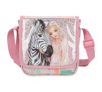 Depesche 12789 TOPModel Wild - Petit Sac à bandoulière Rose, avec Motif de Mannequin et d'animaux Multicolores, Sac avec bandoulière réglable et Rabat Frontal