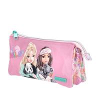 Depesche 12792 TOPModel Wild Trousse à Compartiments, Rose, avec Motif de modèle et Motif Animal coloré, Trousse avec 3 Compartiments zippés