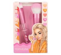 Depesche 12817 TOPModel Beauty and Me-Set rose, avec poignées transparentes et confettis en forme de cœur, avec 2 pinceaux pour brumisateur et fond de teint, Multicolor