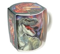 Depesche 12909 Dino World blanc avec une grande impression de dinosaures, tasse en porcelaine avec anse, contenance env. 320 ml, Multicolor