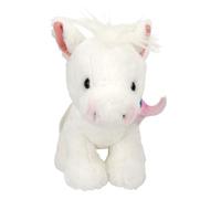 Depesche 12939 Miss Melody-Doudou Blanc, avec Tresse Rose et Bleue, Cheval en Peluche de 20 cm Environ, Multicolor, Taille Unique