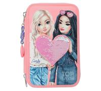 Depesche Trousse à crayons 12950 TOPModel – 3 compartiments, rose, paillettes réversibles