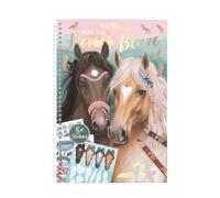 Depesche 12964 Miss Melody Create Your Horses Blaze - Livre de coloriage de 36 Pages pour créer différents Motifs de Chevaux, carnet à Anneaux avec 8 Feuilles d'autocollants