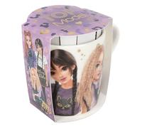 Depesche 13065 Rebel Kitty blanc, avec une grande impression TOPModel et des oreilles de chat, tasse en porcelaine avec anse, contenance env. 300 ml