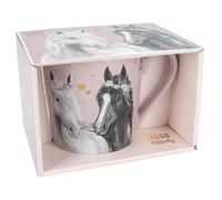 Depesche 13070 Miss Melody Fantasy Horse lilas mat, avec impression de chevaux et slogan, tasse à boire en porcelaine avec anse, contenance env. 300 ml