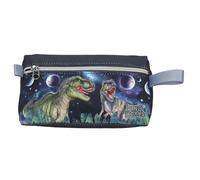 Depesche 13134 Dino World Galaxy - Sac à Dos en Bleu foncé, avec Motif Dinosaures de l'espace, planètes et étoiles, Trousse à Crayons avec Fermeture éclair
