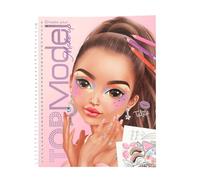 Depesche 13144 Create Your TOPModel - Livre de coloriage de Maquillage, avec 20 Pages pour créer des Looks de beauté et de Maquillage, Planche d'autocollants Incluse