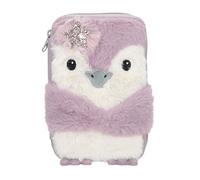 Depesche 13158 Princess Mimi Penguin - Trousse à Plumes remplie à 2 Compartiments en Lilas et crème, avec Motif Pingouin et Fourrure en Peluche, Trousse à Plumes
