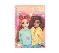 Depesche 13165 TOPModel - Livre de coloriage de Poche de Taille Pratique avec 120 Pages pour créer des Tenues, Cahier de coloriage avec Planche d'autocollants et Reliure à Spirale
