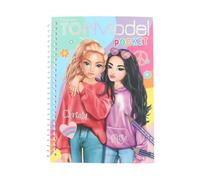 Depesche 13166 TOPModel - Livre de coloriage de Poche de Taille Pratique avec 120 Pages pour créer des Tenues, Cahier de coloriage avec Planche d'autocollants et Reliure à Spirale