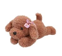 Depesche 13173 TOPModel Floral - Doudou Chien à la Fourrure bouclée en Marron, Peluche d'environ 24 cm avec Ruban