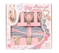 Depesche 13184 Miss Melody - Set de Porte-clés DIY en Rose, y Compris 3 pendentifs dorés, Un Mousqueton et 10 m de Ruban en Coton avec dégradé de Couleurs