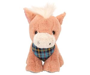 Depesche 13185 Miss Melody - Doudou Cheval Dancer en Marron Clair et crème, Peluche d'environ 20 cm avec Foulard à Carreaux