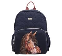 Depesche 13191 Miss Melody Glitter Horse Dos en Bleu foncé, avec Motif de Chevaux, Paillettes et surpiqûres en Forme de cœur, Sac avec Bretelles réglables, Multicolor, Taille Unique